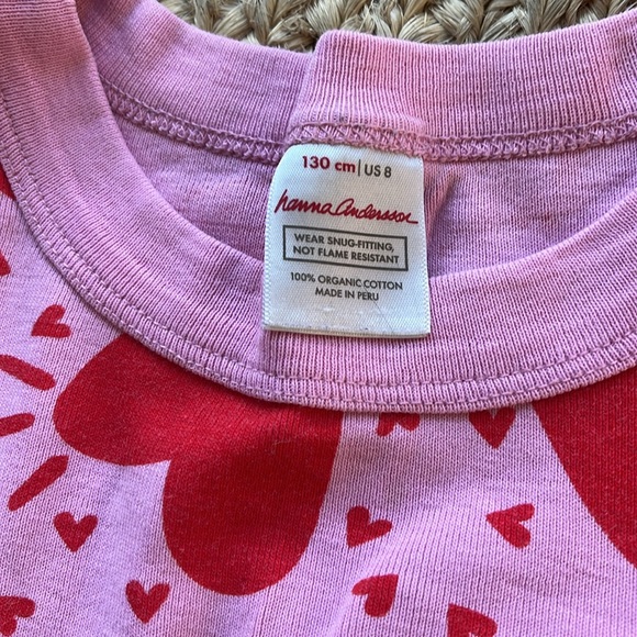 Hanna andersson long John pajamas set —size 8 hearts - Picture 2 of 4
